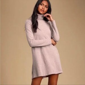 Lulus Alaina Dusty Lavender Long Sleeve Turtleneck Sweater Dress